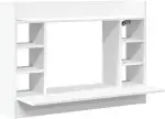 vidaXL Wand Schreibtisch, Wandtisch mit Stauraum, Wandschreibtisch für Büro, Computertisch Bürotisch Wandregal, Modern, Weiß Holzwerkstoff