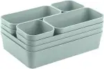1x Schubladen-Organizer Set Aufbewahrungs-Box Einteiler Trenn-System verstellbar Utensilien Stauraum Wohn-Badezimmer Kunststoff pastell-grün