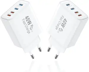40W Ladegerät USB C Mehrfach, 2Pack 4 Port USBC Stecker Netzteil Ladeadapter Ada