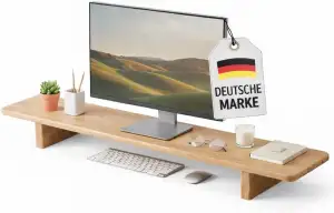 Monitor Ständer aus Holz, Ergonomischer Bildschirmerhöhung Schreibtischorganizer, Naturholz Desktop Riser mit Ablagefläche für Büro und Home Office