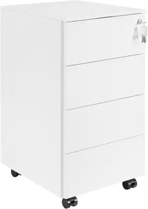 Rollcontainer mit Schubladen, Mobiler Aktenschrank unter Schreibtisch, Abschließ