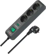 Brennenstuhl Eco-Line Steckdosenleiste 3-Fach mit Überspannungsschutz (Mehrfachsteckdose mit erhöhtem Berührungsschutz, Schalter und 1,5m Kabel) anthrazit