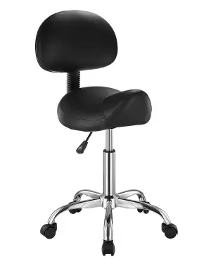 VEVOR Sattelhocker Rollhocker 204 kg belastbarer höhenverstellbarer (84-100 cm) Drehhocker Arbeitshocker mit Rückenlehne, ergonomischer PU-Leder-Drehsattelstuhl für Salon Spa Massage Klinik