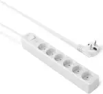 Amazon Basics 6-fach-Steckdosenleiste mit Überspannungsschutz, Verlängerungskabel, Sicherheitsklappen, 1,4m Kabel, 600J, Weiß