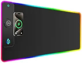 RGB Gaming Mauspad 15W Qi Mousepad LED 900x400x4mm 10 Beleuchtungsmodi mit 10W S