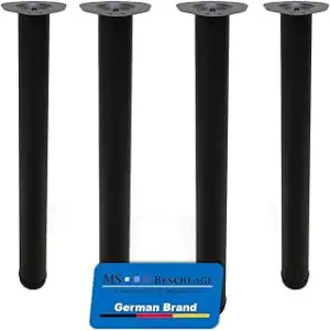 MS Beschläge Tischbeine 4er Set Metall 710mm höhenverstellbar Ø60mm Schwarz matt