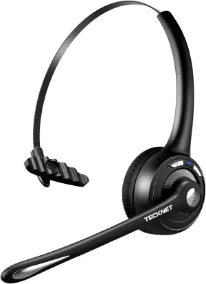 TECKNET Bluetooth Headset mit Mikrofon, kabelloses PC Headset Rauschunterdrückung und Freisprechen Chat Headset für Computer, Callcenter, Telefonkonferenzen, Super Leicht, Ultra Komfort