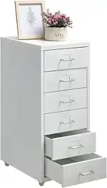 HollyHOME Mobiler Aktenschrank mit 6 Schubladen, rollender Akten-Organizer, Büro-Aktenschrank, Au...