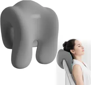 Nackenstütze mit Memory-Effekt | Bürostuhl Nackenkissen | Kopfstützenkissen für Erwachsene & Studenten | Dunkelgrau (Grau)