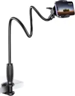 Lamicall Schwanenhals Handyhalterung für Bett, Handyhalter - [80mm Klemmbasis] Flexible Lang Arm Handy Halterung Tisch, 360 Grad Drehung Handy Ständer für iPhone, Samsung, 4-7 Zoll Smartphone