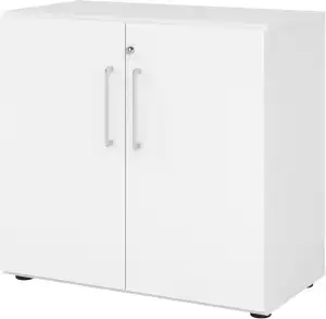 bümö Aktenschrank abschließbar, Büroschrank Holz 80cm breit in weiß - abschließb