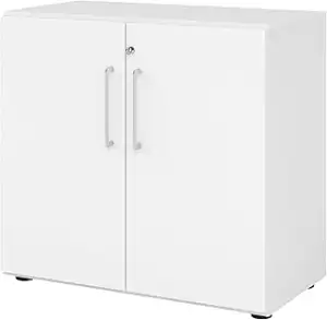 bümö Aktenschrank abschließbar, Büroschrank Holz 80cm breit in weiß - abschließb