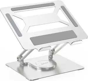 BoYata Laptopständer für Schreibtisch, Verstellbarer Computerständer mit 360° Drehbarer Basis, Ergonomischer Faltbarer Laptop Riser Halter Kompatibel mit MacBook Pro/Air, Laptops bis 17 Zoll-Silber