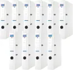 DONAU Premium Ordner Schmal 10er Pack/DIN A4 / 5 cm / 10 Stück/Weiße/Kunststoffbezug PP/Carton Papier Schlitzordner Büroordner Aktenordner Ringordner/Grünen Punkt