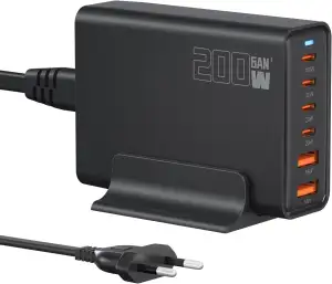 200W USB C Ladegerät, PD 100 W Schnellladegerät 6 Port Ladestation GaN-III Charg