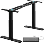 ALLDREI Höhenverstellbarer Schreibtisch Gestell 2 Motoren, mit Type C Port, elektrisch stufenlos Höhenverstellung, mit 4 Speicher-Steuerung, 2-Fach-Teleskop (Schwarz)
