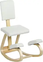 HOMCOM Ergonomischer Kniestuhl, Kniehocker mit Rückenlehne, Basis aus Holz Bürostuhl für Zuhause, Büro, Meditation, zur Verbesserung der Nackenschmerzen Rückenschmerzen Cremeweiß