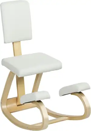 HOMCOM Ergonomischer Kniestuhl, Kniehocker mit Rückenlehne, Basis aus Holz Büros