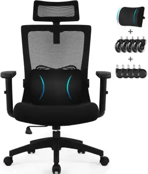 Daccormax Bürostuhl Ergonomisch, Schreibtischstuhl mit Verstellbarer Kopfstütze,