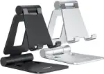 NULAXY 2 Stück Dual Faltbarer Handy Ständer: Verstellbar Handy Halterung Halter für Schreibtisch, Kompatibel mit iPhone 16 15 14 13 12 11 Pro Max Xs Xr X, Huawei, Galaxy, alle Handys, Schwarz & Silber