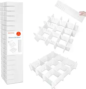 HGYZE Schubladentrenner Verstellbar 9cm Hoch, Schubladenteiler 42cm länge, Weiß 