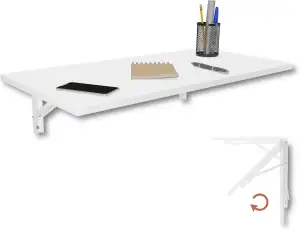 KDR Wandklapptisch 80x40 cm Weiß – Klappbarer Tisch zur Wandmontage – als Esstis