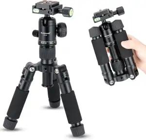 Koolehaoda Mini Stativ für Kamera 51cm Tragbares Desktop Stativ Reisestativ Tischstativ Aluminium mit 360° Kugelkopf für DSLR Kamera Video Camcorder, Belastung bis 5kg - (schwarz)