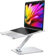 Babacom Laptop Ständer Höhenverstellbar, Faltbarer Laptop Stand aus Aluminiumlegierung Ergonomischer, Belüfteter Laptopständer Kompatibel mit MacBook Air, Pro, Allen Laptops 10-16" (Silber)