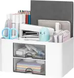 RISEMART Schreibtischorganisator mit 2 Schubladen, multifunktionaler Stifthalter für den Schreibtisch, Schreibtischorganisatoren und Aufbewahrung mit 5 Fächern, Desktop-Organizer für Büro