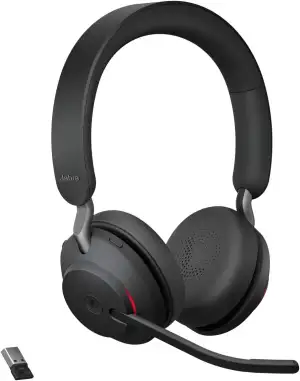 Jabra Evolve2 65 Wireless Headset – Noise Cancelling Microsoft Teams Zertifizierte Stereo Kopfhörer mit Langer Akkulaufzeit – USB-A Bluetooth Adapter – Schwarz