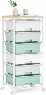 KINGRACK Rollwagen mit 6 Großen Schubladen und Regalen – Rollwagen mit Schubladen, Geeignet für B...