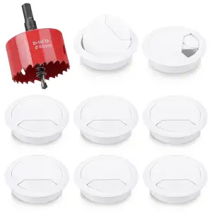 8 Stück Schreibtisch Kabeldurchführung mit Lochsäge 60mm Kabeldurchlass Kabelaus