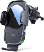 Auckly 15W Fast Wireless Charger Auto Handyhalterung Mit Ladefunktion Automatischer Induktion Motor Betrieb Qi Ladestation Auto Kfz Handy Halterung Auto Lüftung für iPhone Samsung Huawei LG usw