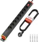 8 Fach Steckdosenleiste mit 2 USB-C PD20W, 8-Fach Mehrfachsteckdose mit Überspannungsschutz, 360°...