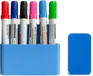 Whiteboard Marker Set, 6 Stück Stifte Whiteboard Abwischbar mit Stifthalter Magn