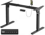 Höhenverstellbarer Schreibtisch Elektrisch Tischgestell mit 2 Starken Motoren, Höhenverstellbar Schreibtisch Gestell mit USB-C-Anschluss, Memory-Steuerung, 2 Haken, Schwarz