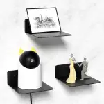 Kleine Schwarze Wandregale, Metall Schweberegal 3er-Set, 12.5cm Mini Regale Wand für Kleine Gegenstände, Wandmontage Selbstklebende Regale für Wohnzimmer/Schlafzimmer/Büro, Duschregal