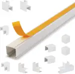 Lion Electric Kabelkanal Weiß Selbstklebend 12x12mm | 4x1m mit Verbindungsstücke - Kabelschacht zum Verstecken von Kabel - Kabelkanäle mit Verschiedene Größen - Kabelleiste für Schreibtisch, Wand