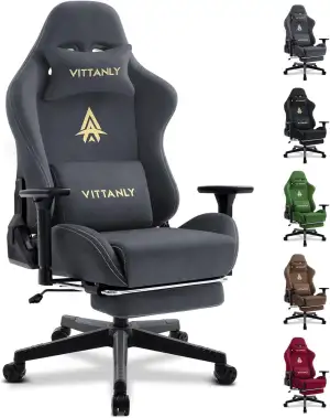 Vittanly Gaming Stuhl, Luxuriöser Wildlederimitat Gaming Chair Bürostuhl, Ergono