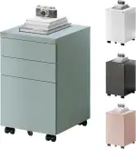 FlexiSpot Rollcontainer mit 3 Schubladen, mobiler Aktenschrank mit Rollen, Schubladenschrank Büro...