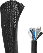 Flintronic Kabelschlauch, 3M Selbstschließend Kabelschlauch, Flexibel gewebter Kabelmantel, Kabelmanagement, Durchmesser 13-25mm Kabelkanal, Kabelschutz für TV Computer Automobilkabel zu Hause Büro