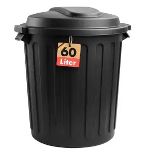 Floordirekt Mülleimer, 60 Liter Abfalleimer mit Deckel für Küche und Büro, Papie