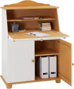 IDIMEX Sekretär David aus Kiefer Massivholz, Weiß/Braun - Klappensekretär mit aufklappbarer Arbeitsfläche, Schreibtisch mit Stauraum für Büro oder Wohnzimmer im Landhausstil