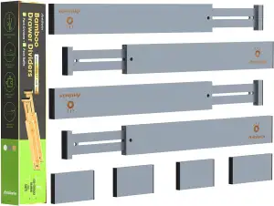 ANTOWIN Schubladentrenner Verstellbar Bambus (42.5-56.4cm), Schubladen Organizer