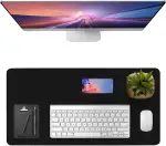 Vicwe Schreibtischunterlage, 60 x 40 cm Schreibtischunterlage aus PU-Leder, Rutschfester Multifunktionales Office Mousepad Laptop Schreibunterlage, Tisch-Schutz Unterlage für Büro/Zuhause (Schwarz)