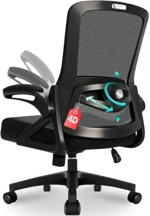 Bürostuhl Ergonomisch, Schreibtischstuhl mit Verstellbarer 4D Lendenwirbelstütze