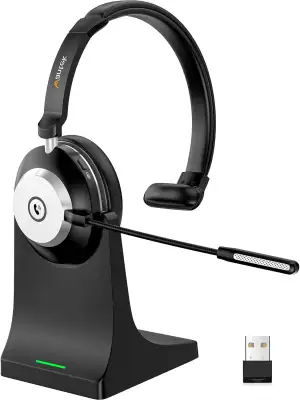 Wantek Bluetooth-Headset mit Mikrofon für PC, V5.2, Kabelloses Headset mit Rausc