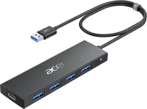 acer USB 3.0 Hub mit USB-C-Stromversorgung, Ultra Slim Typ-A Verteiler 4 Ports M