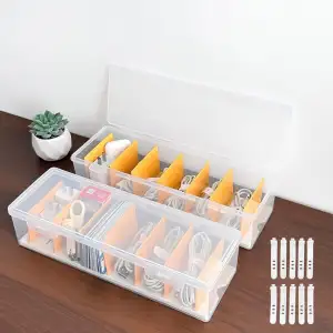 2 Stück Kabel Organizer Box mit Deckel, Kabel Aufbewahrungsbox mit 10 Kabelbinde