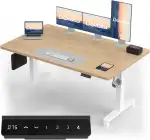 Devoko Höhenverstellbarer Schreibtisch mit 2 Motoren，25mm Einteilige Tischplatte, 160x80 cm Mobiler Elektrisch Computertisch mit Kabel Management, Eiche - Perfekte Ergonomie für Dein Büro
